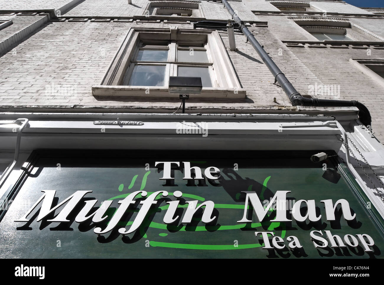 name sign for the muffin man tea shop, kensington, london, england Stock Photo