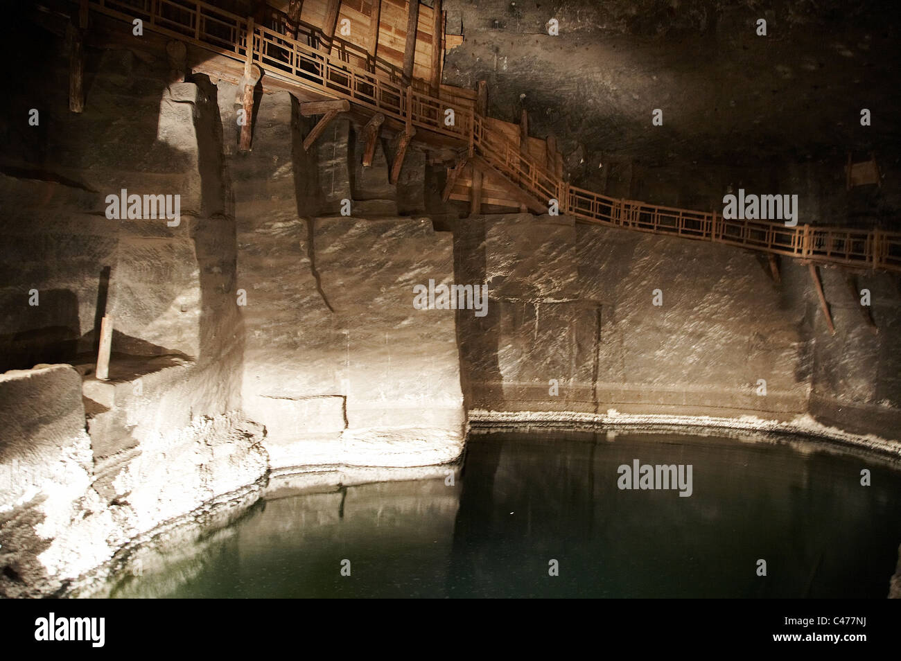 An underground lake at the Wieliczka Salt Mine Stock Photo Alamy