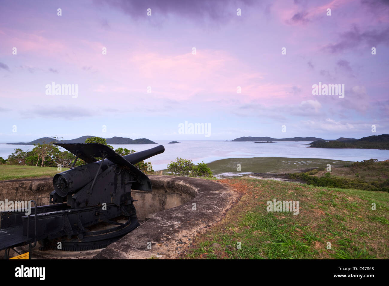 Gun battery at Green Hill Fort. Thursday Island, Torres Strait Islands, Queensland, Australia Stock Photo