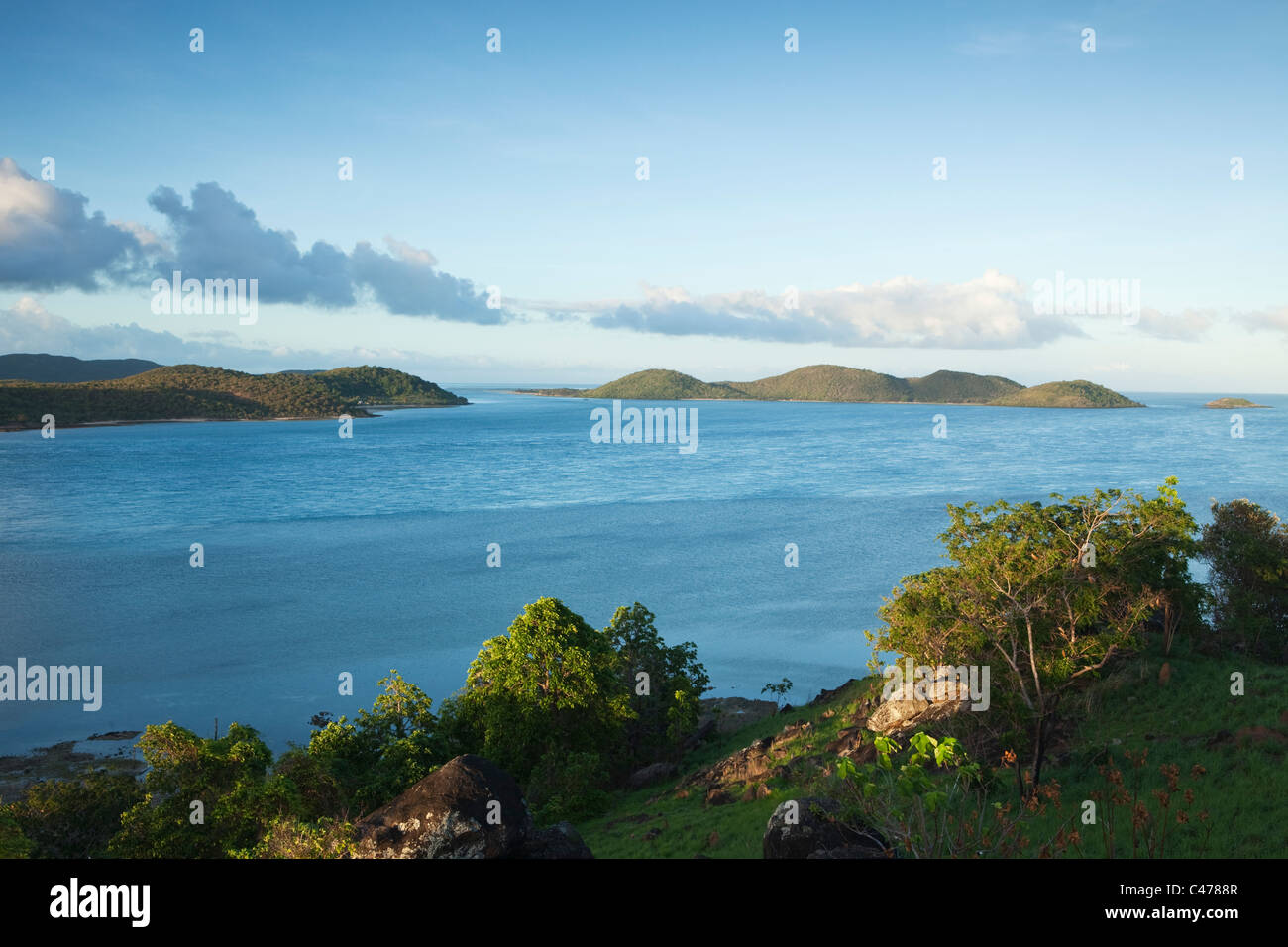 View of Prince of Wales Island and Friday Island.  Thursday Island, Torres Strait Islands, Queensland, Australia Stock Photo