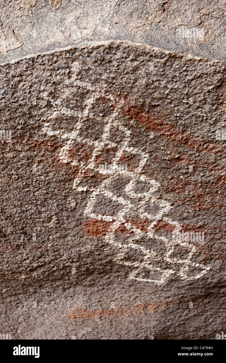 Rock art in shelter Hueco Tanks Texas USA Stock Photo