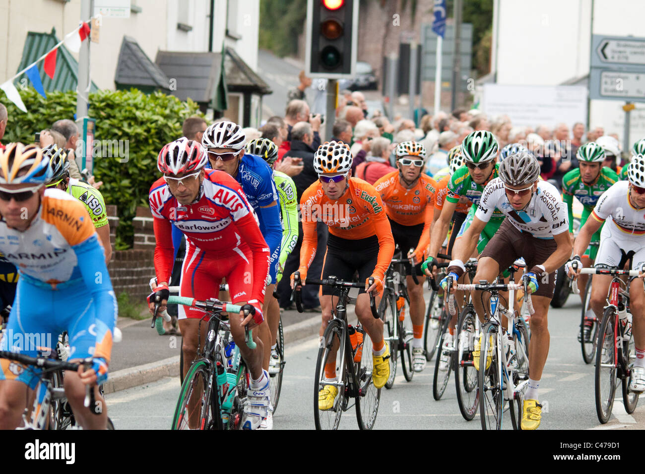 Tour of britain cycle race sidmouth devon stock photo alamy