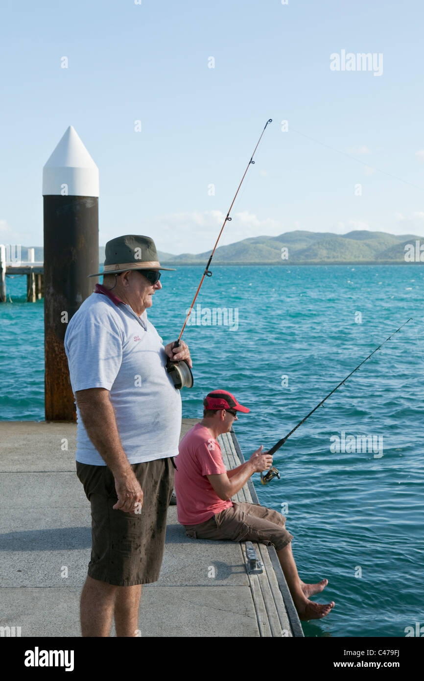 FIshing off the jetty at Engineers Wharf. Thursday Island, Torres
