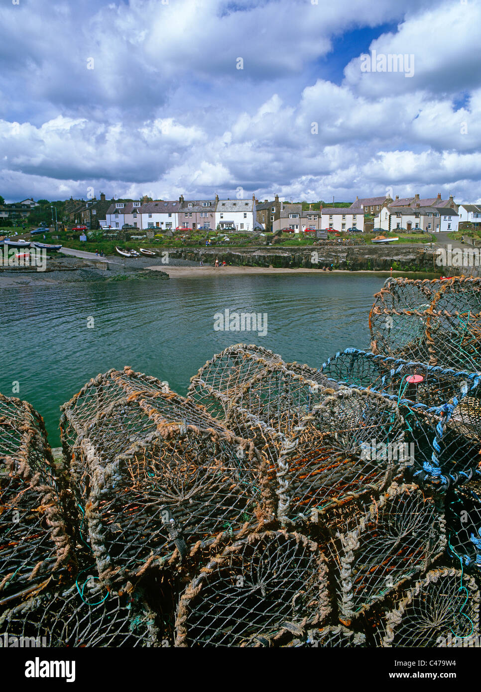 Lobster creels at Craster village and harbour, Northumberland, England Stock Photo