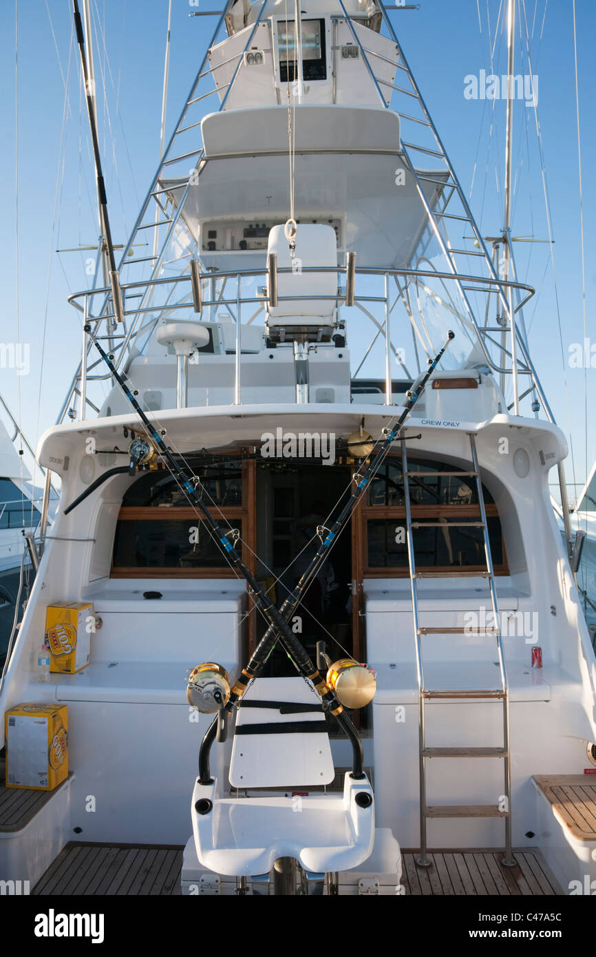 Game fishing boat in Marlin Marina. Cairns, Queensland, Australia Stock