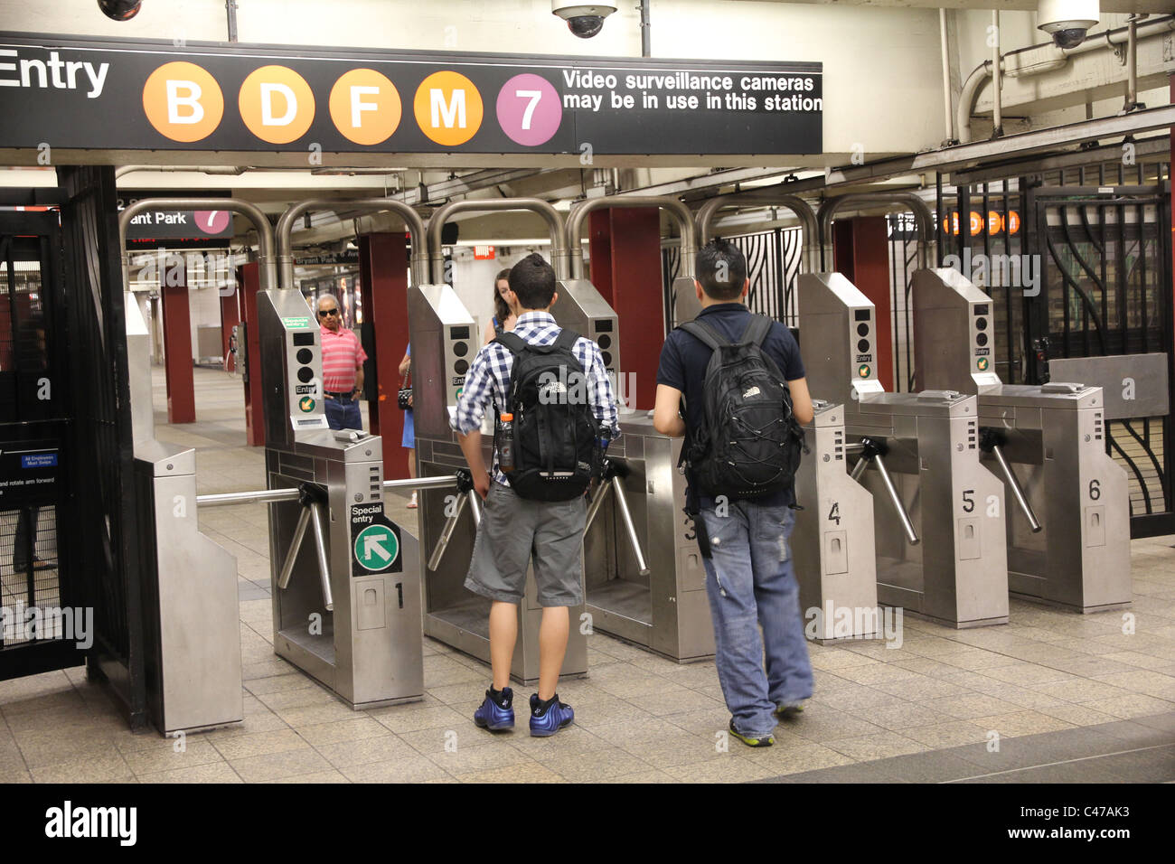 New York City Subway Station Automated turnstile entrance Stock Photo