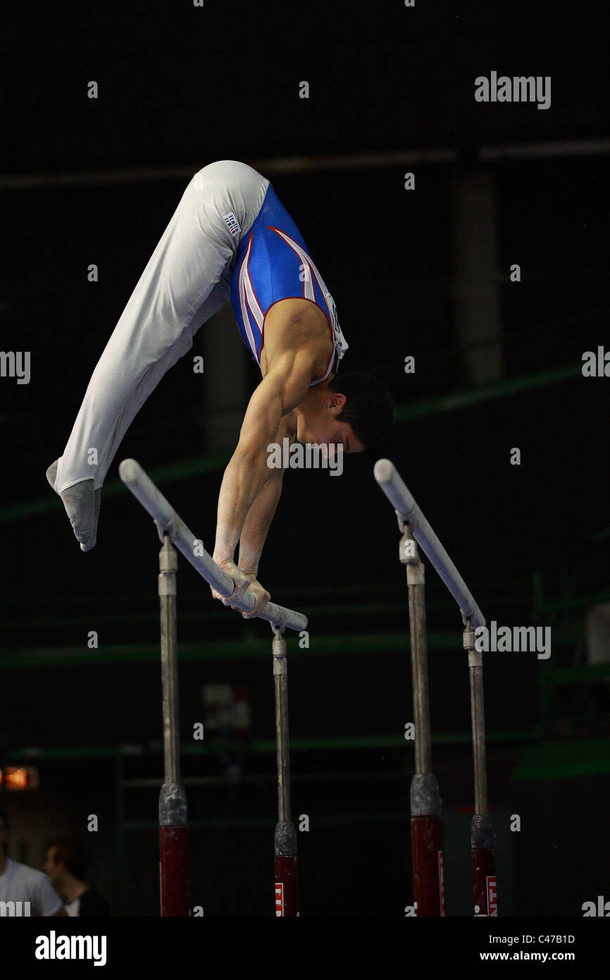 Gymnastics competition Ludovico Edalli performing his parallel bars