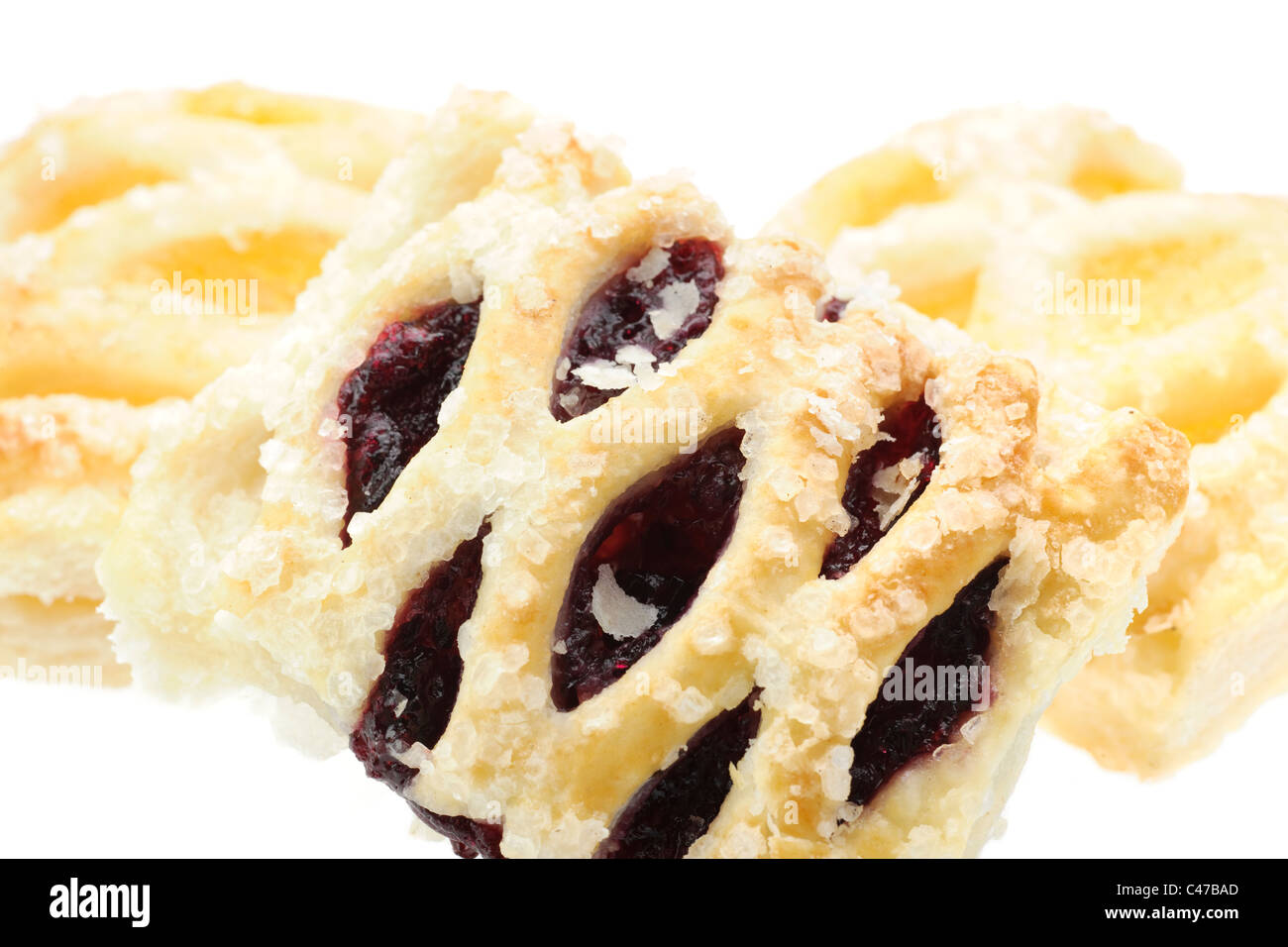 Jam pastry lattice squares Stock Photo