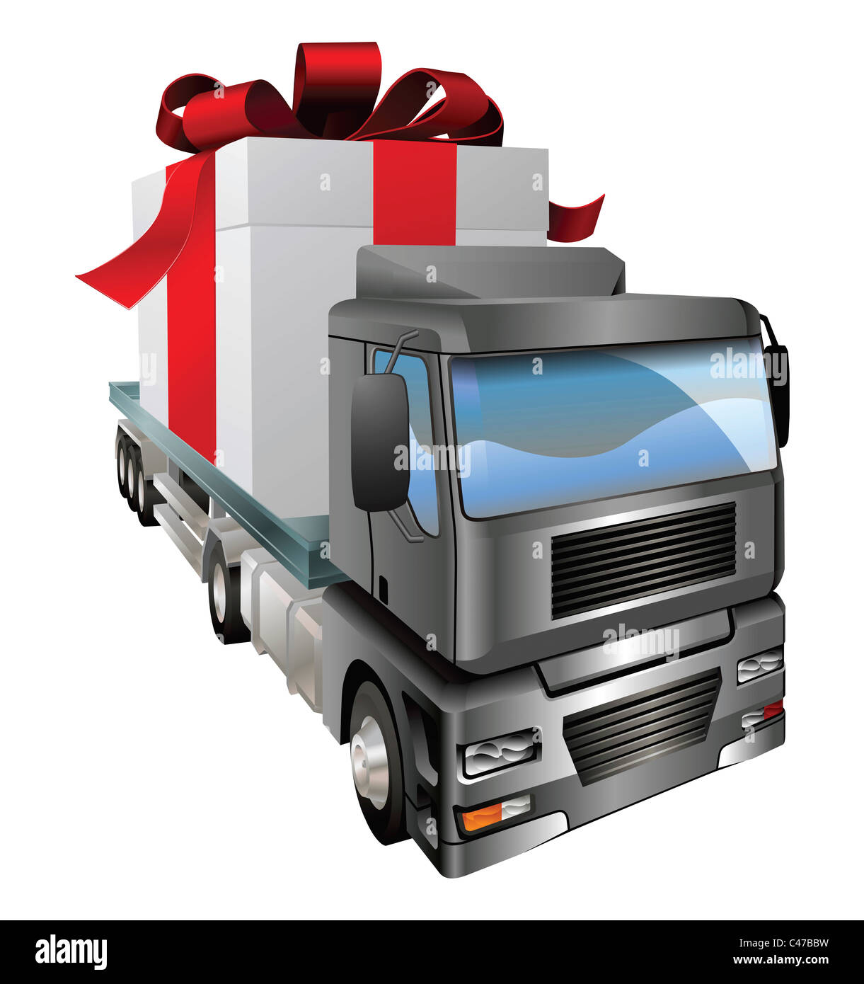 дед мороз на грузовике. фура с подарками. машинка с новогодними подарками. фура с подарками. грузовая машина с подарком.