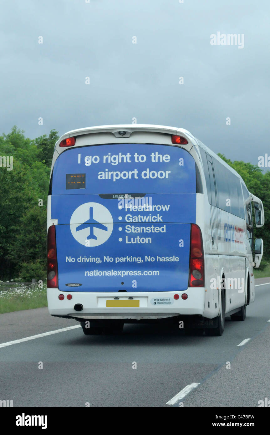 Airport Transfer Coach Travelling on Road Stock Photo Alamy