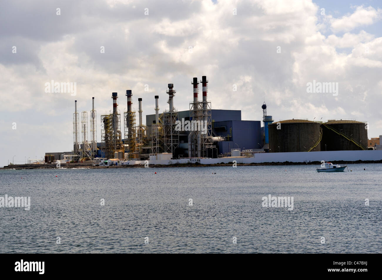 Oil fired power station Costa Teguise, Lanzarote, "Canary Islands Stock