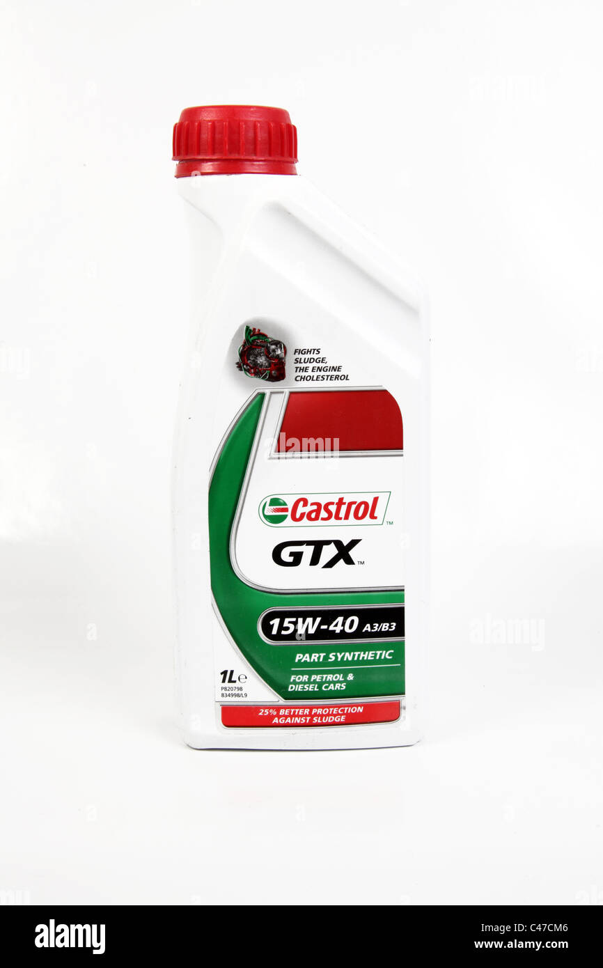 Plastic Bottle of Castrol GTX Engine Oil Stock Photo