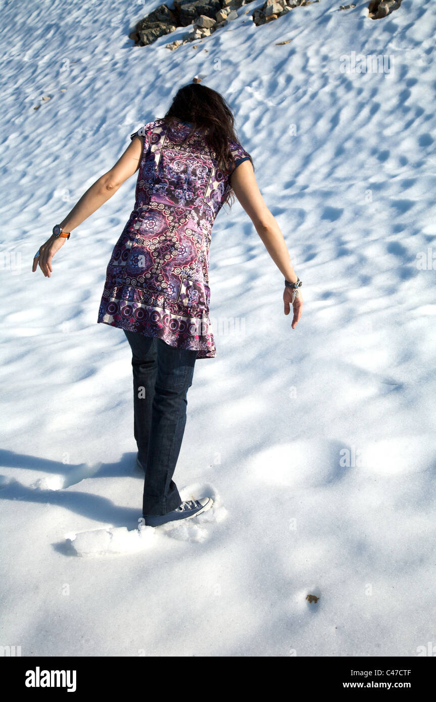 pretty woman at snow in salamanca spain Stock Photo Alamy