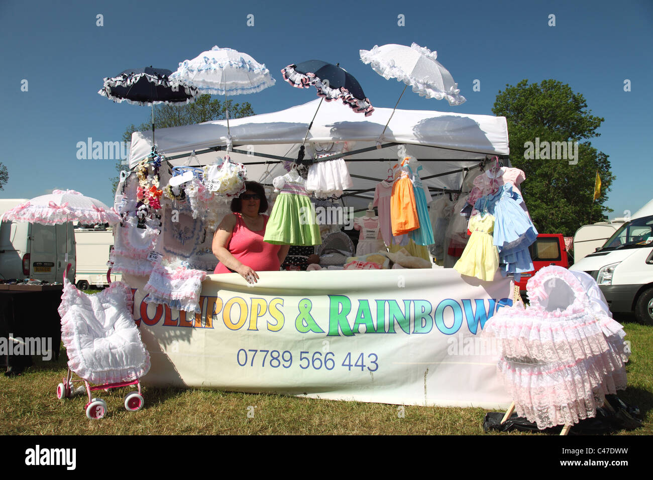 A stall selling baby clothes at the Appleby Horse Fair, ApplebyIn