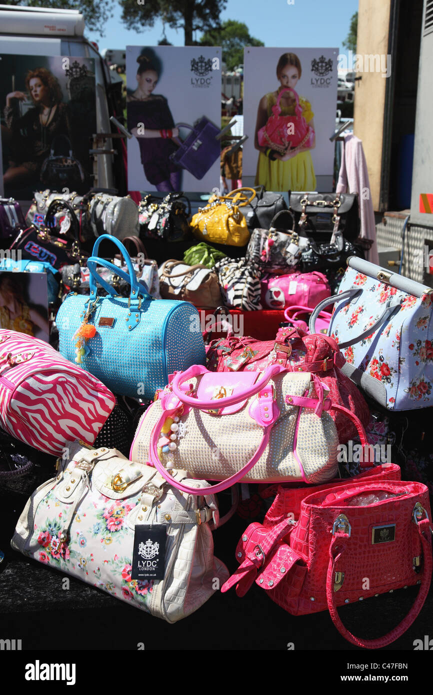 LYDC designer handbags for sale on a stall in the U.K. Stock Photo
