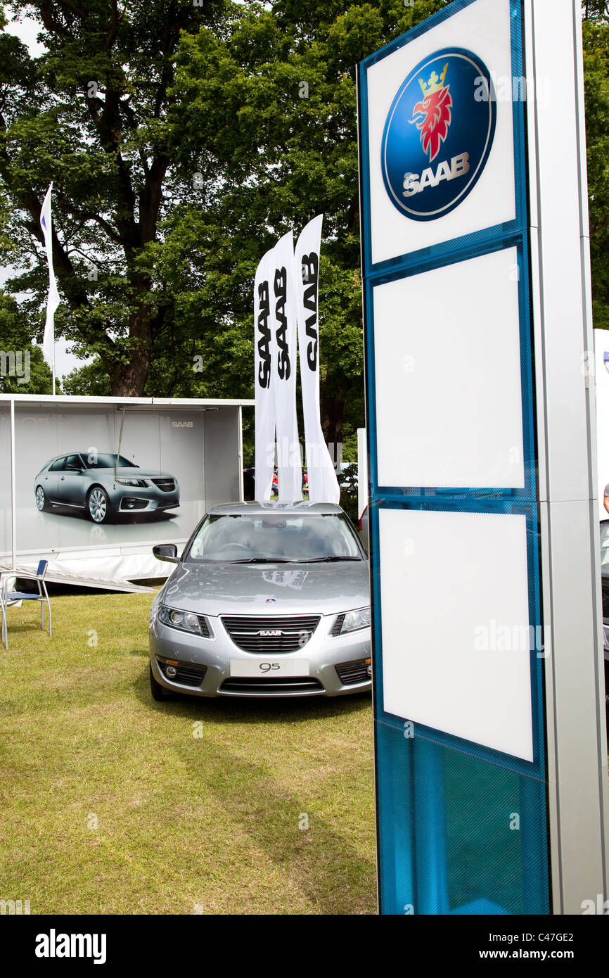 Saab car dealership promotion at a motorshow event England UK Stock Photo