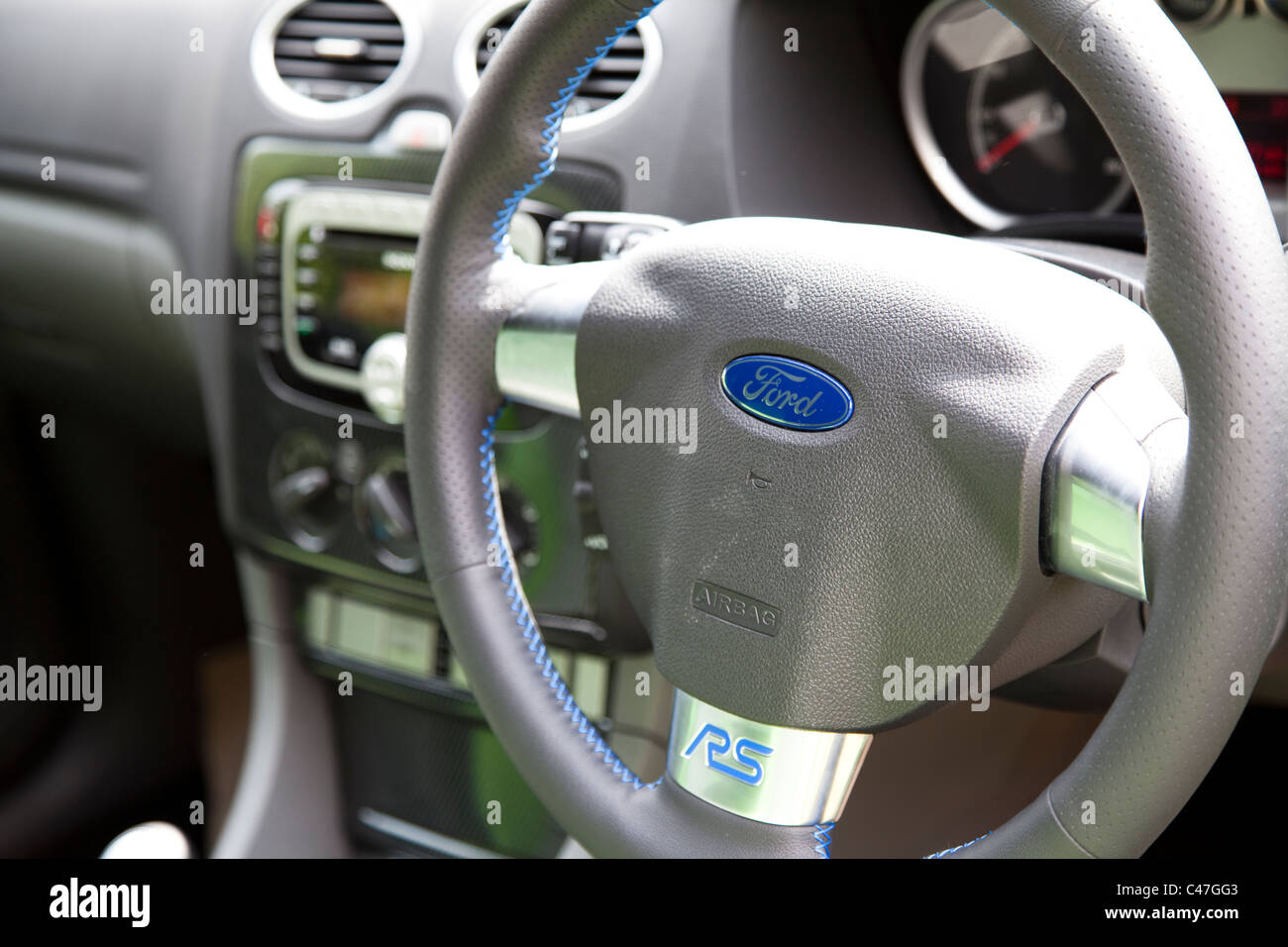 A Ford Focus Rs Steering Wheel And Interior England Uk Stock