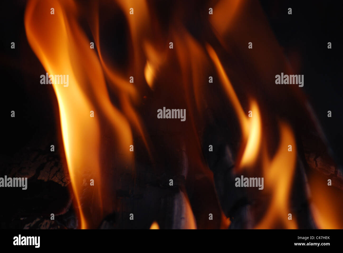 Fire inside a chiminea Stock Photo