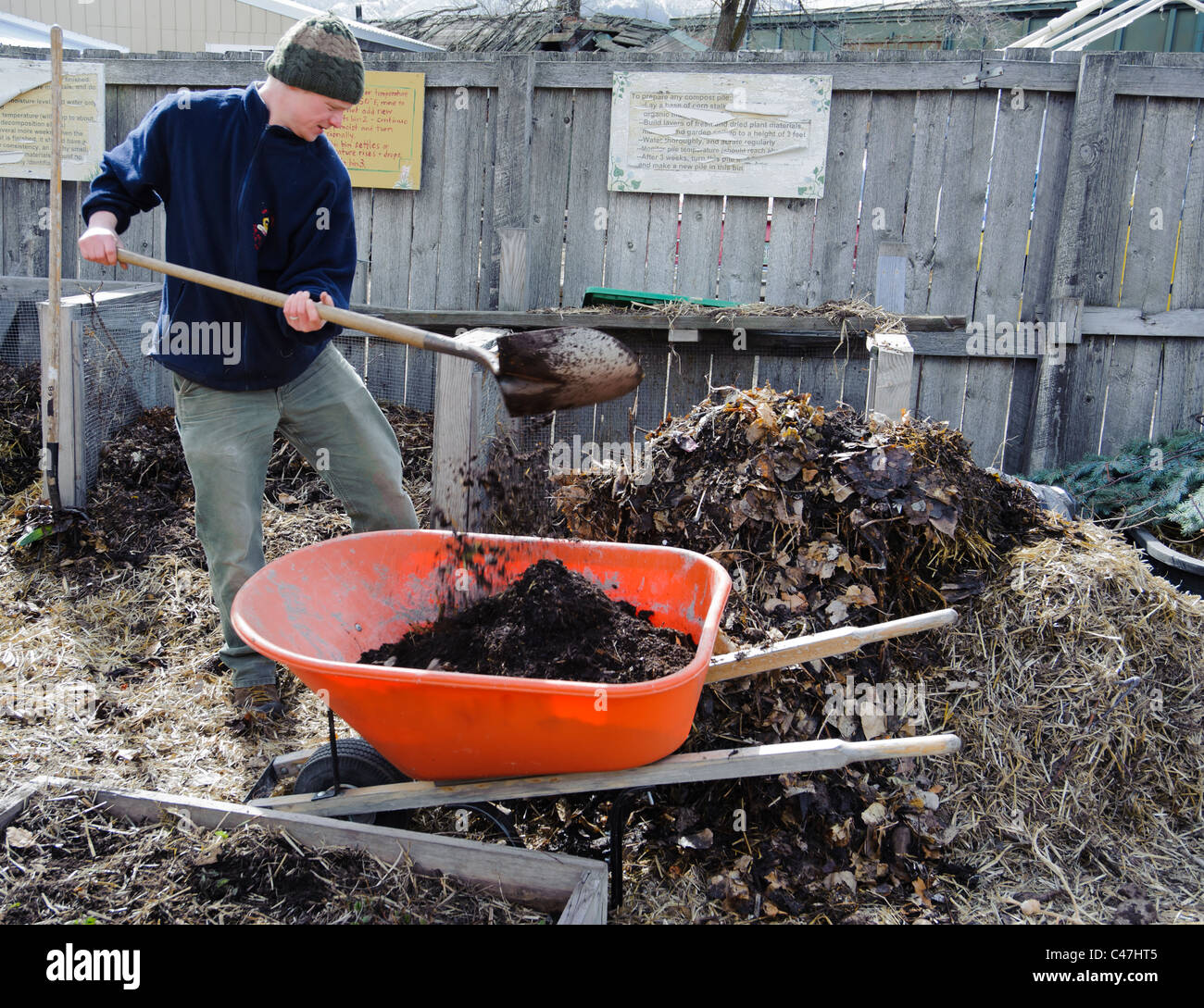 Missoula Urban Demonstration Project (MUD) has a garden and makes its own compost. Stock Photo