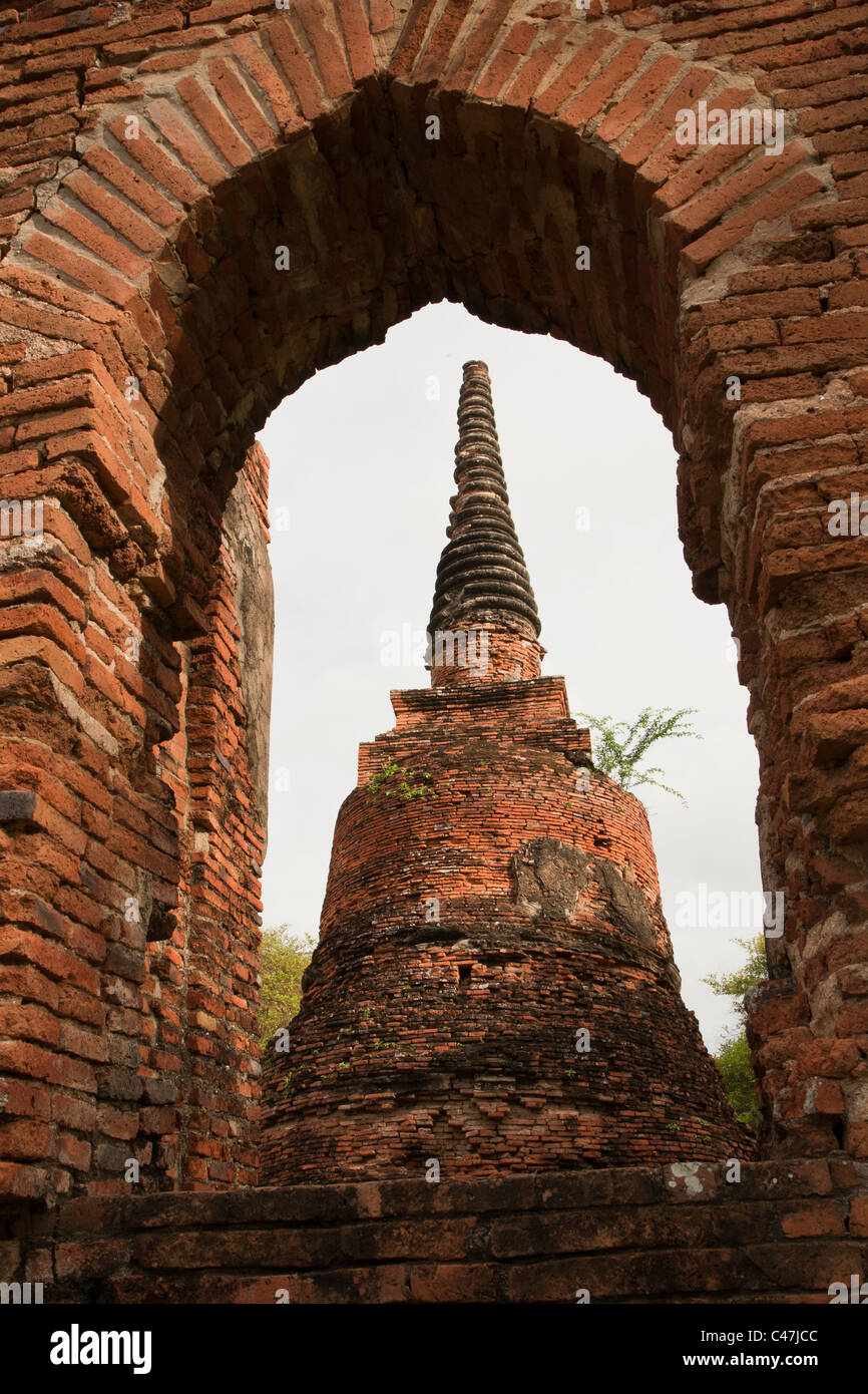 Wat Mahathat was a royal monastery and seat of the Supreme Patriarch of Ayutthaya Stock Photo