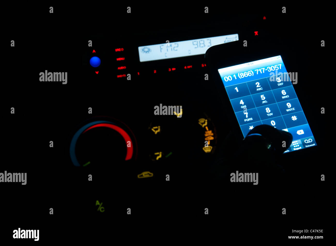 Calling mobile while driving Stock Photo Alamy