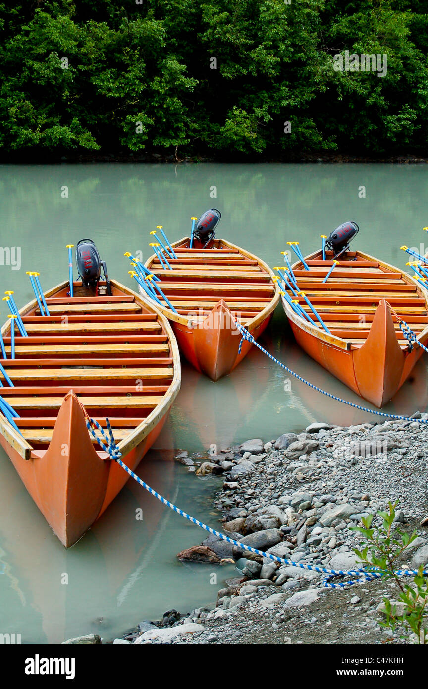 Alaska Tour Canoes to Visit Glaciers Stock Photo