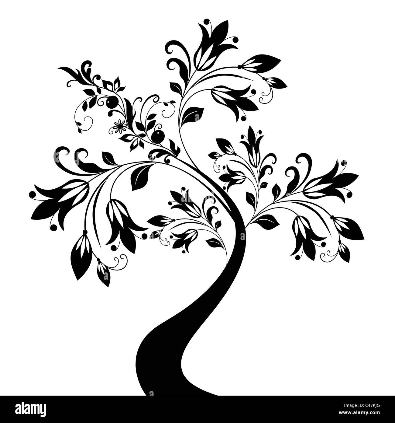 Beautiful abstract art tree and floral on white background Stock Photo ...