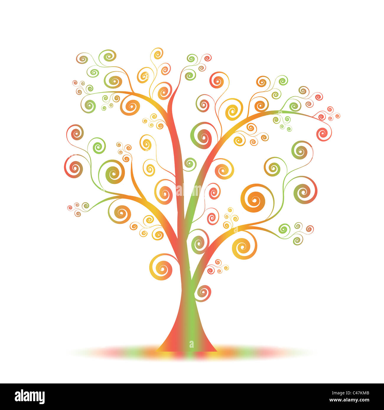 Colorful abstract art tree on white background Stock Photo