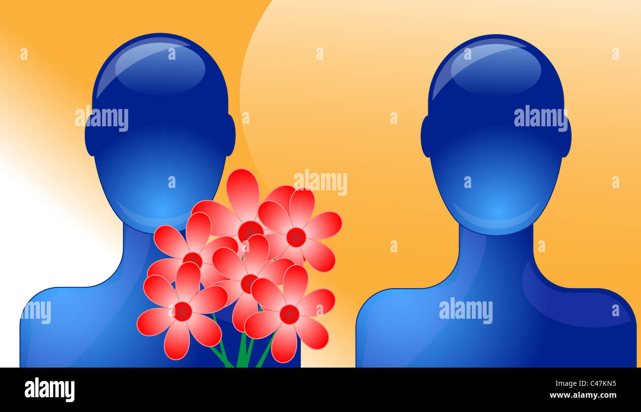 Person giving flowers to another person Stock Photo Alamy