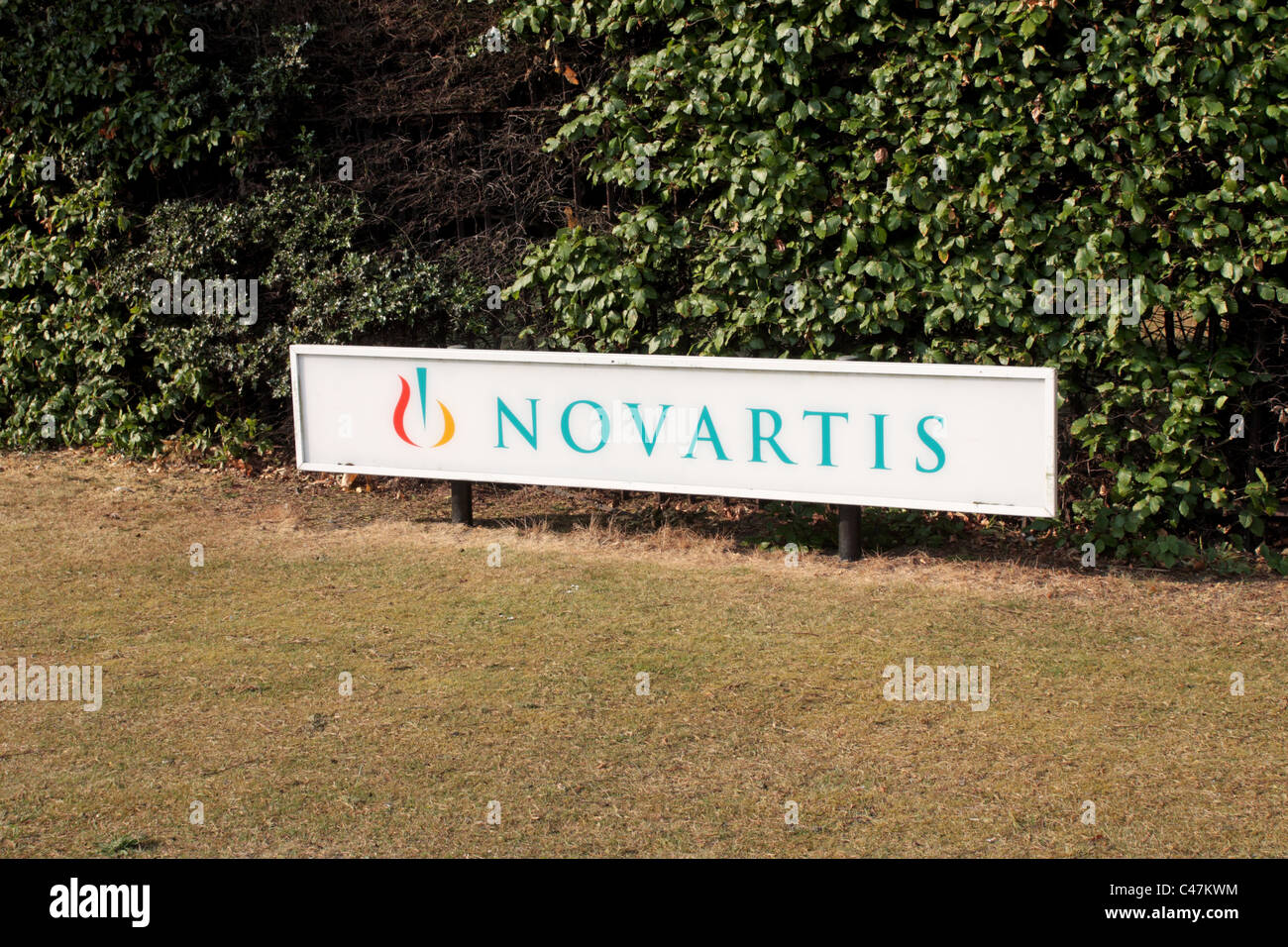 Sign outside the Novartis pharmaceutical company Horsham West Sussex uk Stock Photo
