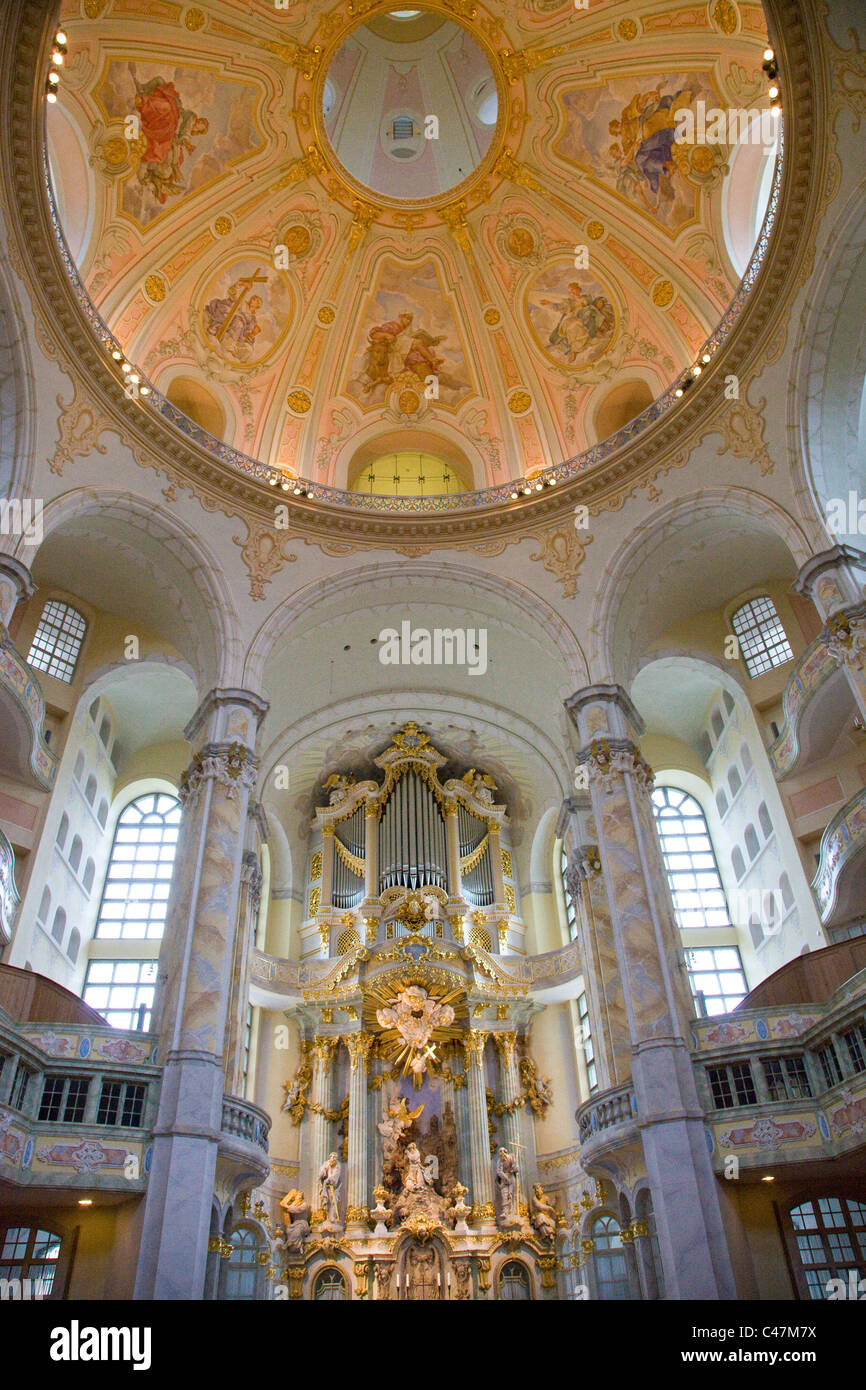 PHotograph of a giant organ in an old cathedral in Dresden Germany Stock Photo