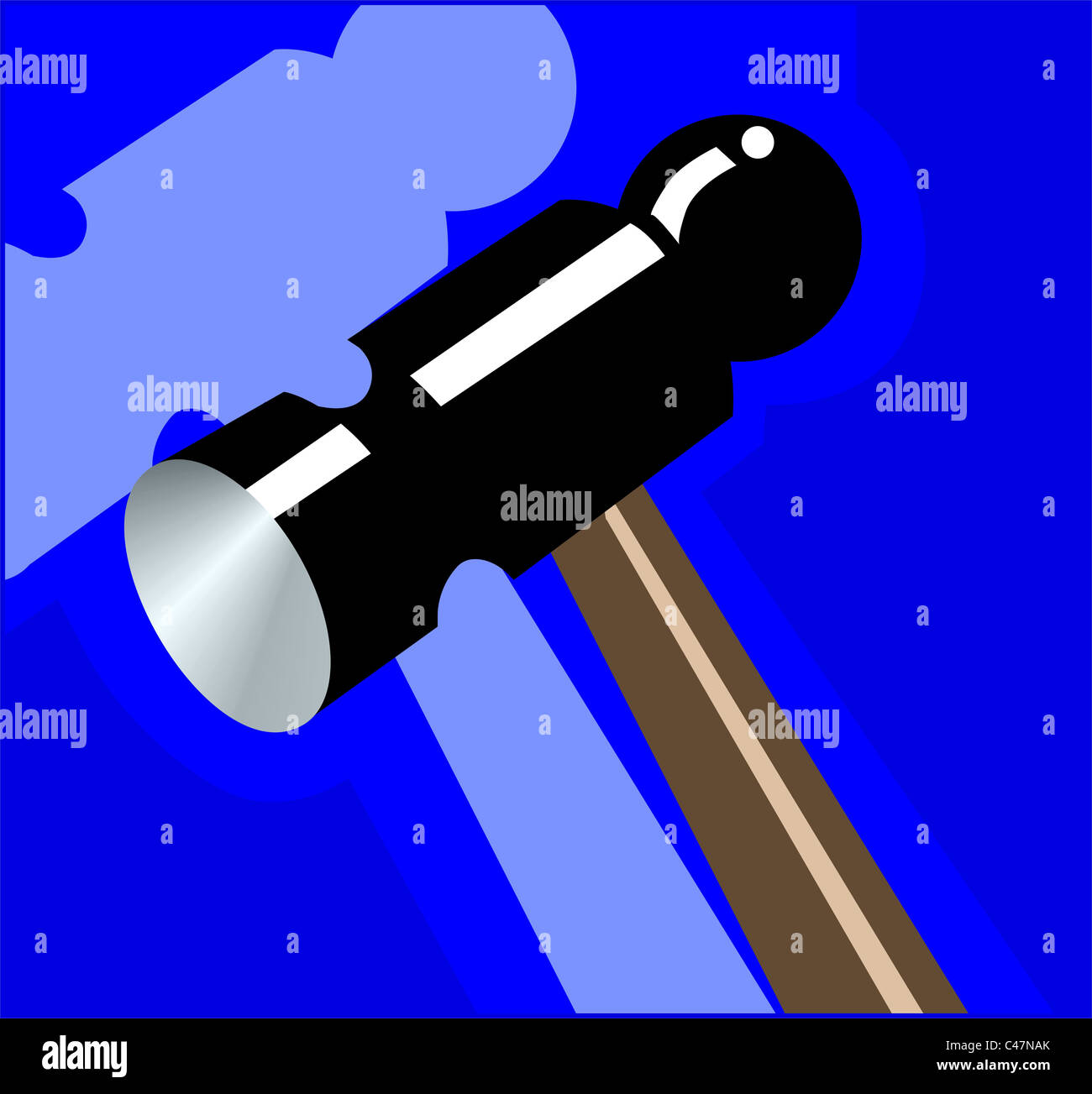 hammer in blue background Stock Photo - Alamy