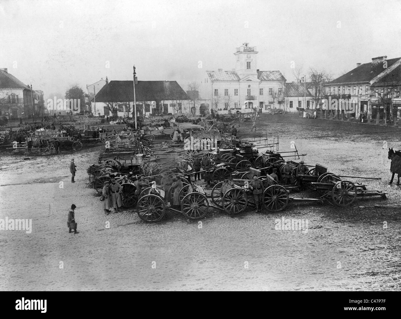 War booty in the marketplace of Kutno, 1914 Stock Photo