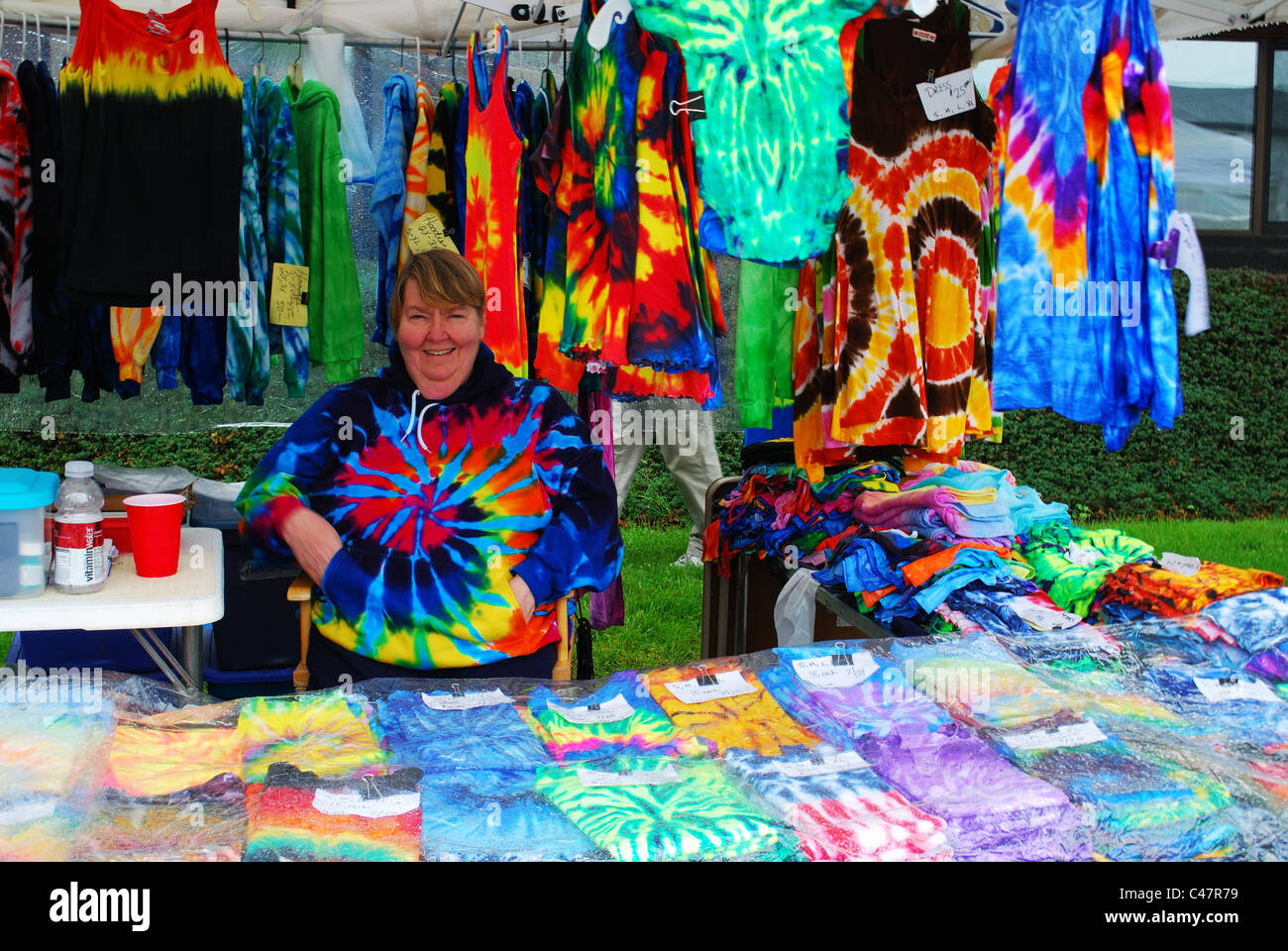 Tie dye craft display at Canal Days fair in Fairport, NY Stock Photo