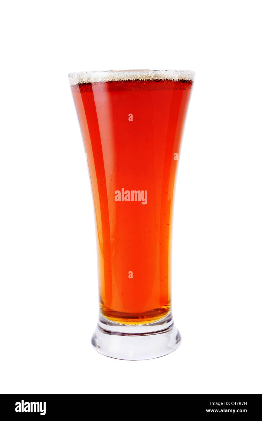 Glass of bitter beer isolated on white Stock Photo