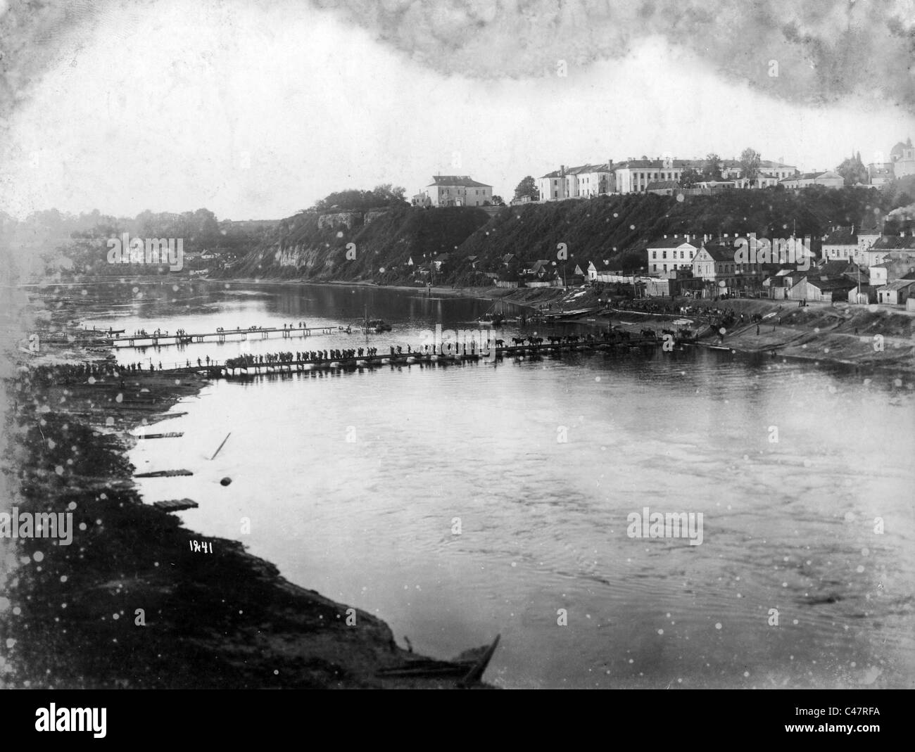 Bridge over the Neman River in Grodno, 1915 Stock Photo