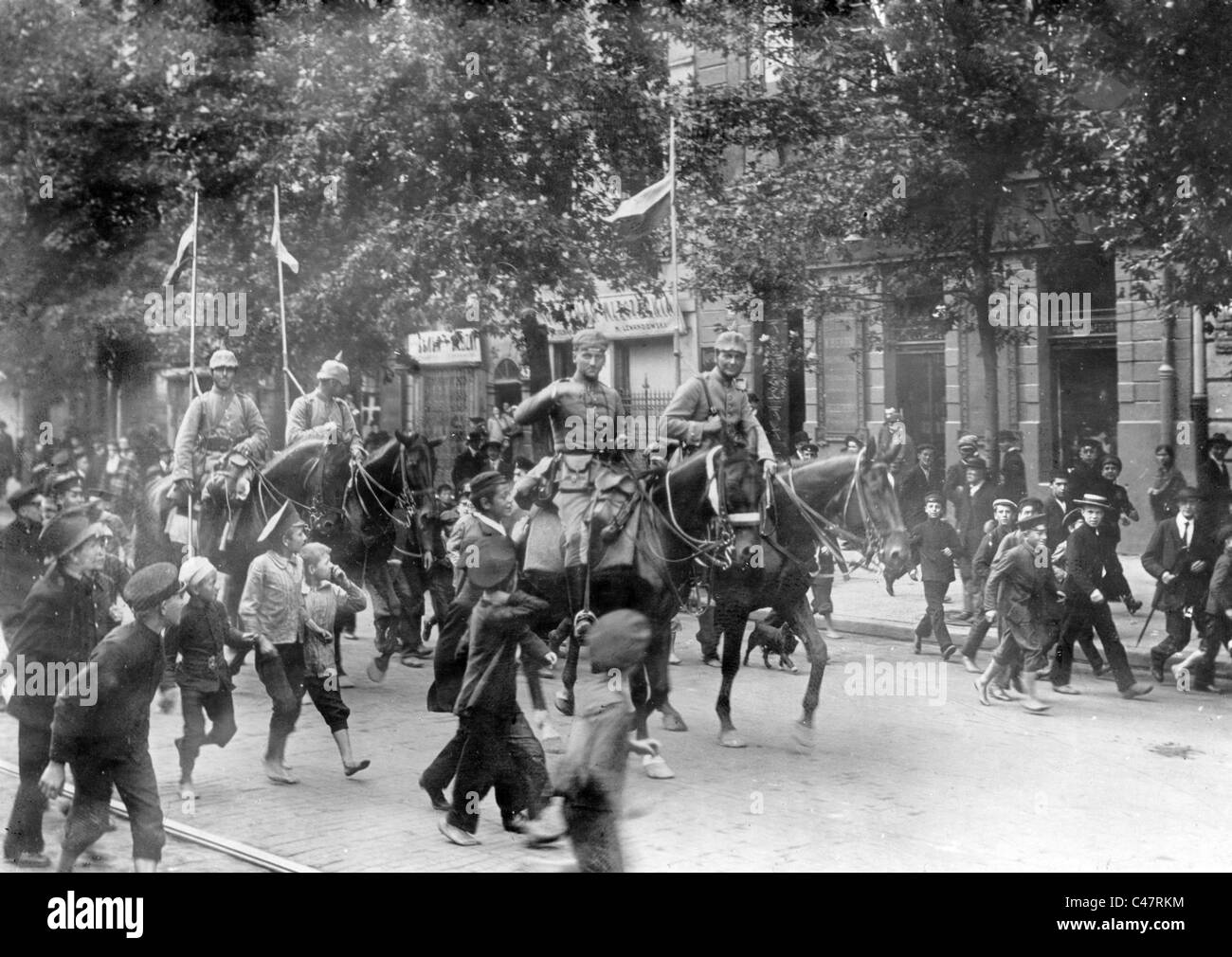 German troops taking Warsaw, 1915 Stock Photo