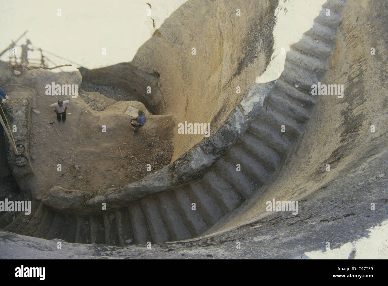 Photograph of an ancient water pool in the biblical village of Gibeon Stock Photo