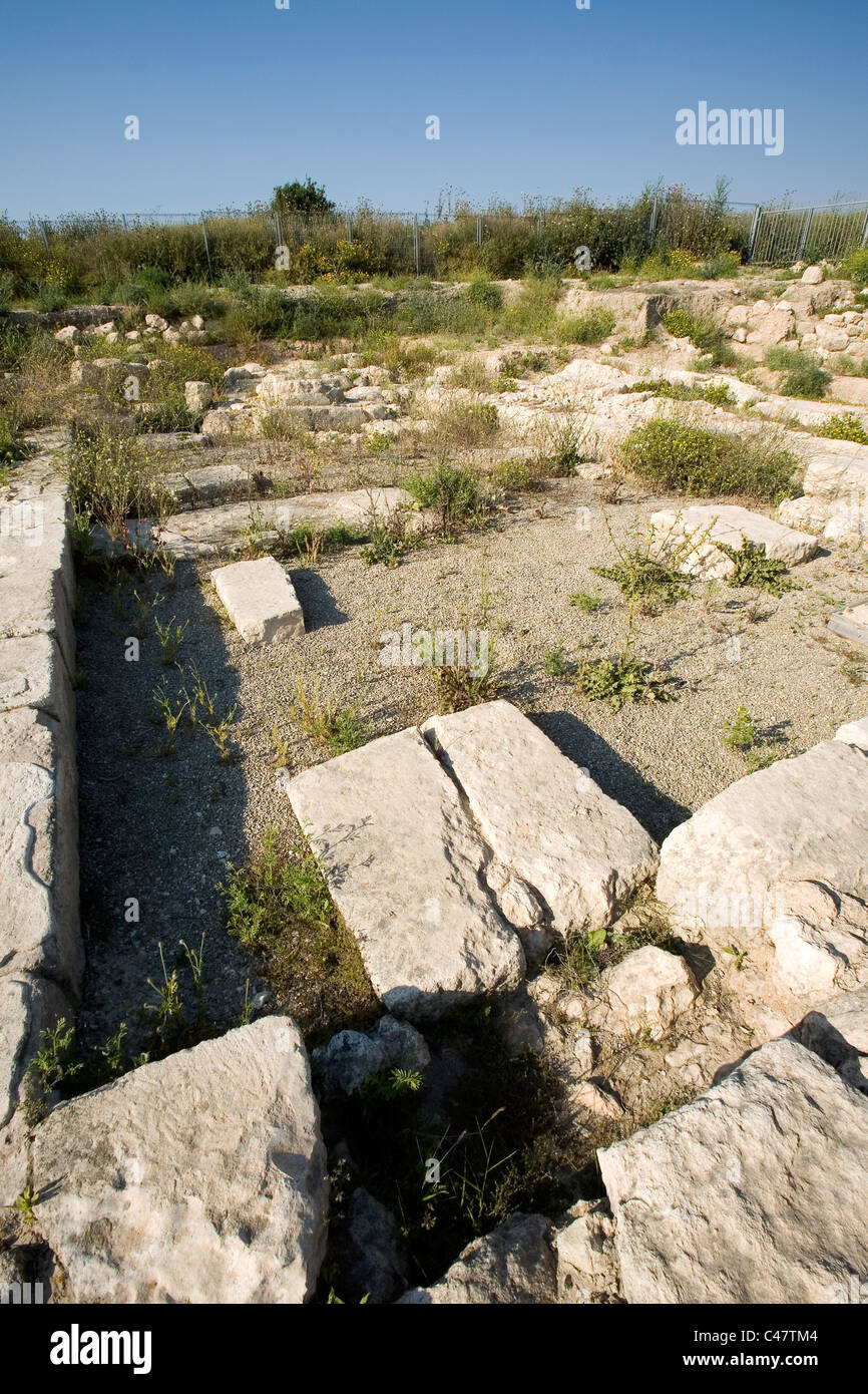 view of an excavated synagogue in Modi'in Stock Photo