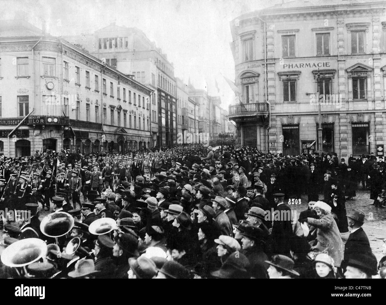 Parade of the White Guard in Helsinki, 1918 Stock Photo