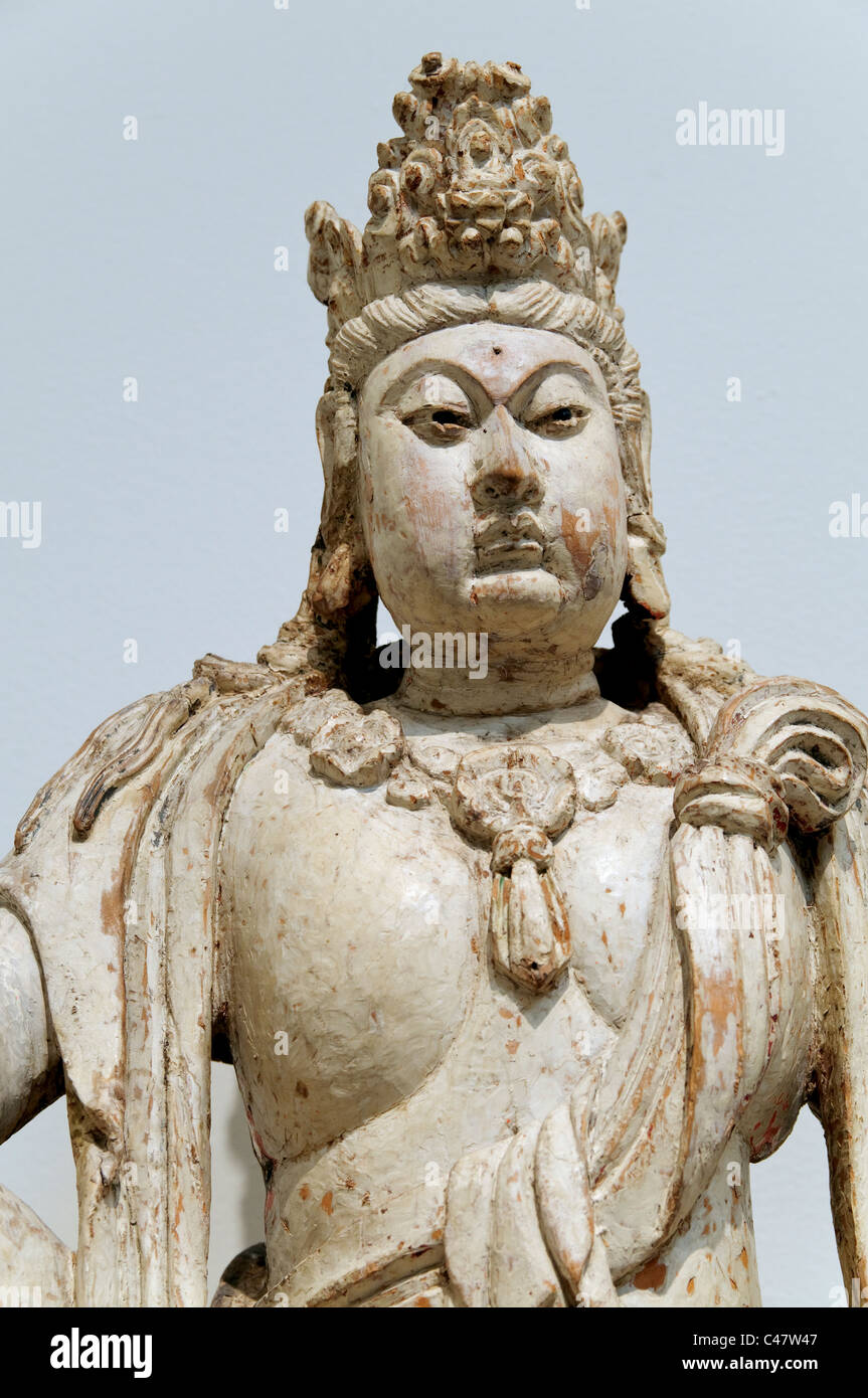 Detail: Bodhisattva Avalokiteshvara in Water Moon Form, (Shuiyue Guanyin ), dated 1385; Stock Photo