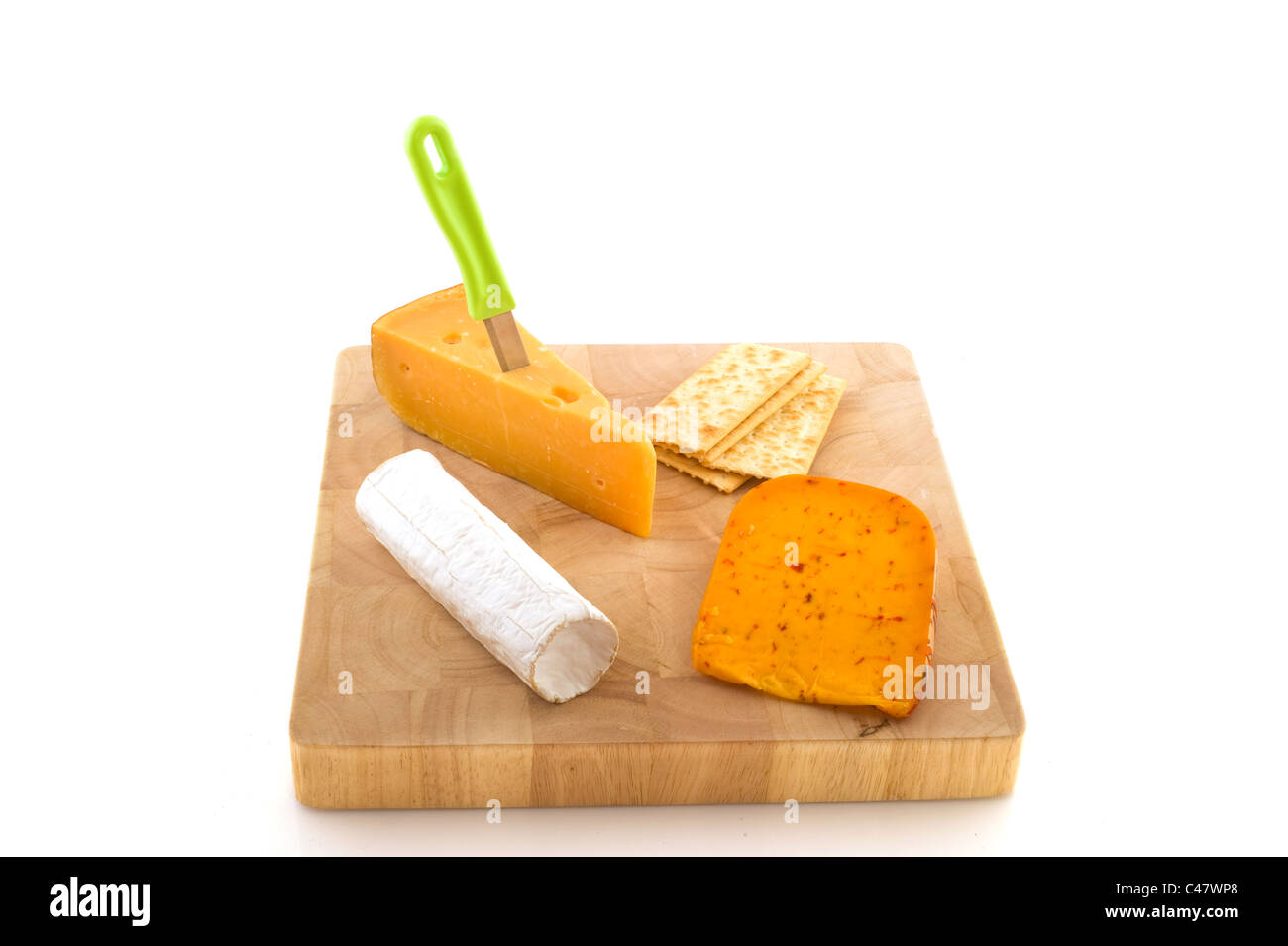 variety of cheese: soft cheeses hard cheeses goat cheese and with herbs Stock Photo