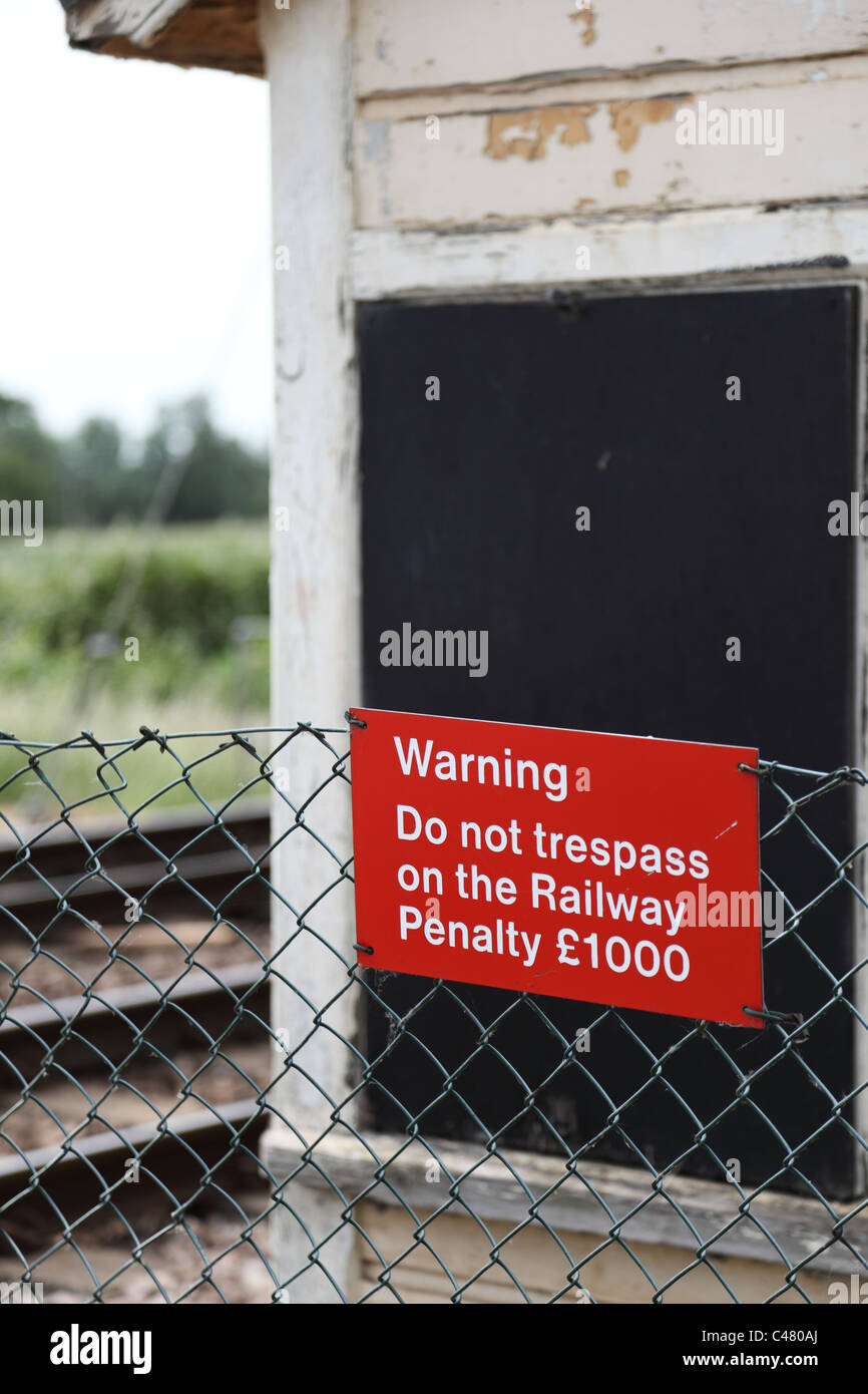 Trespass warning sign Milton Cambridgeshire Stock Photo