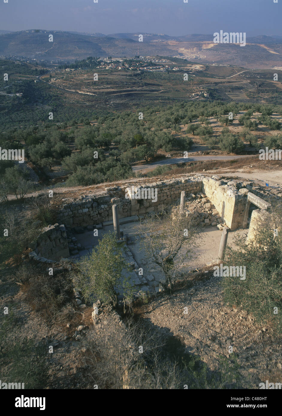 Aerial view of an ancient chapel of John the Baptist at Samaria Stock Photo