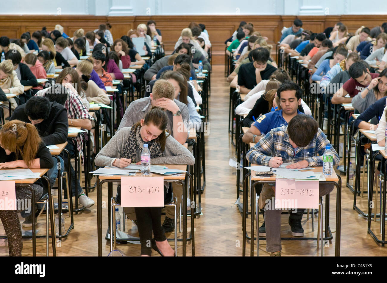 University students from King's College London, sitting exams. Stock Photo