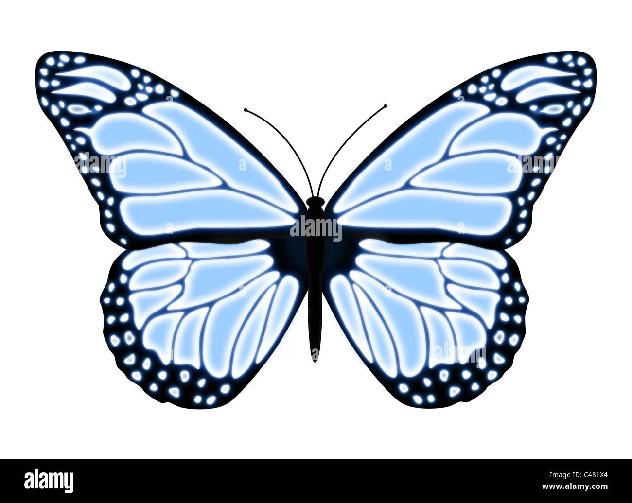 Abstract blue butterfly, isolated white background Stock Photo - Alamy