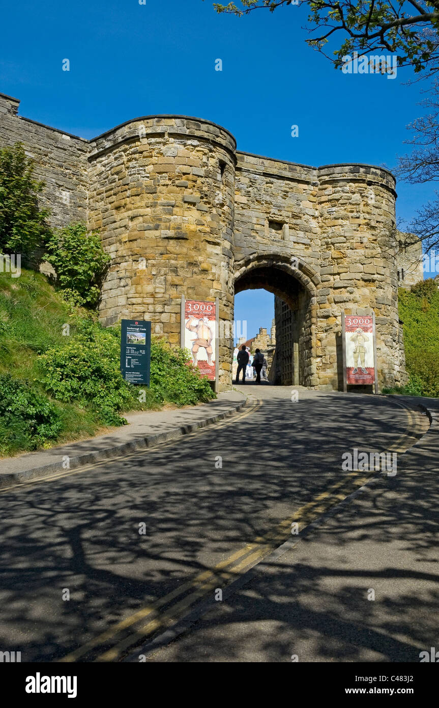 Entrance gate gateway to the Castle Scarborough North Yorkshire England UK United Kingdom GB Great Britain Stock Photo