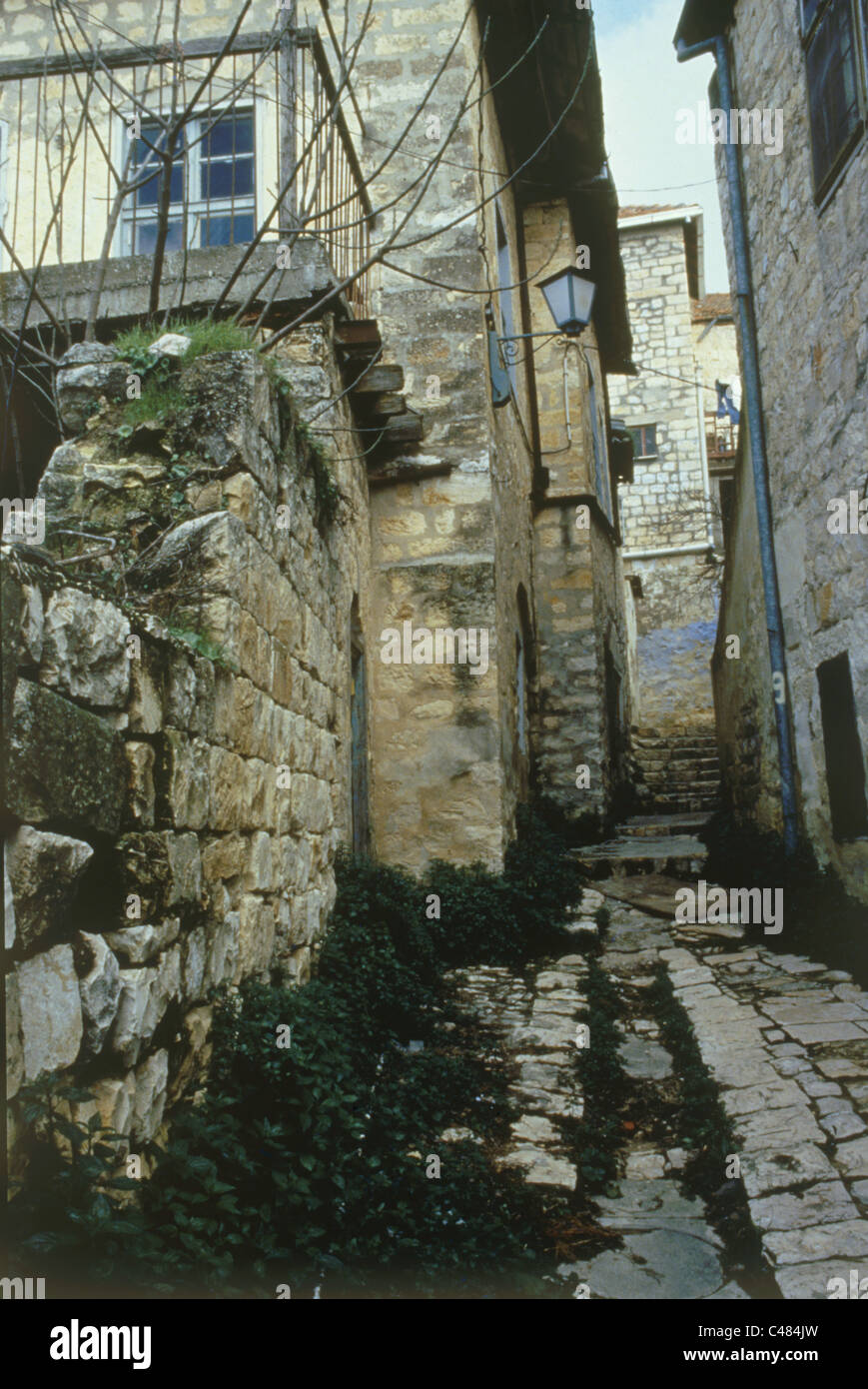 Photograph of one of the streets of the old city of Safed Stock Photo