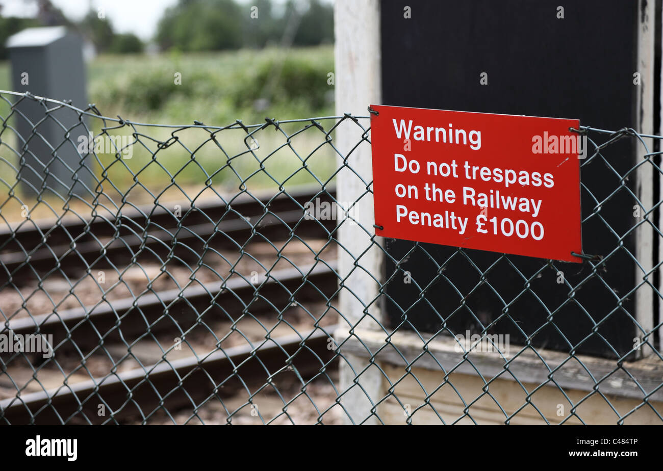 Trespass warning sign Milton Cambridgeshire Stock Photo