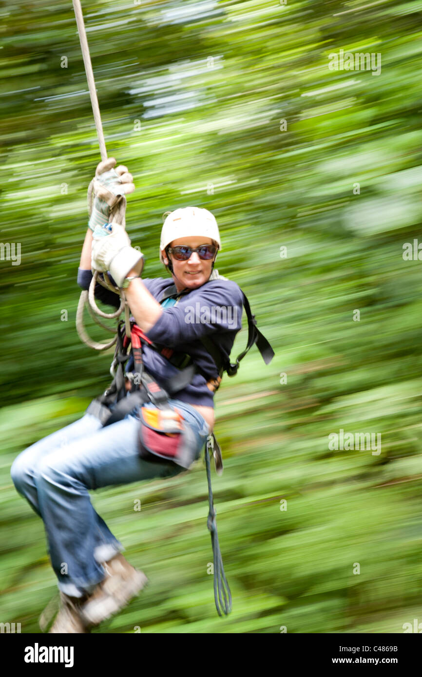 So called Tarzan Swing, Extremo Monteverde Canopy Tour, Monteverde Costa  Rica Stock Photo - Alamy